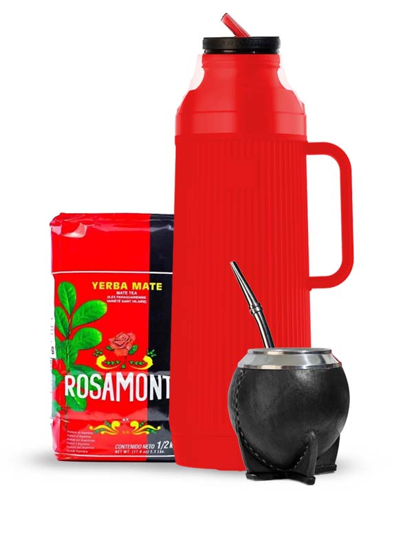 mate torpedo negro con t ermo termolar mundial rojo