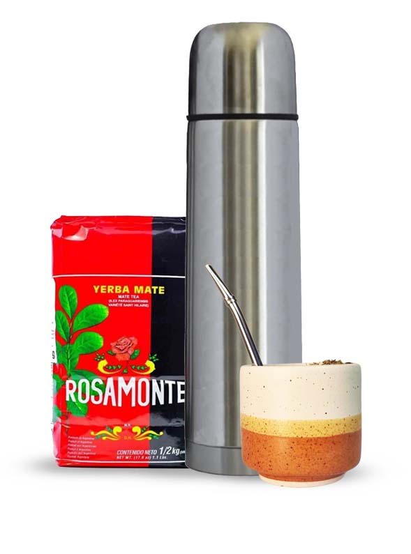 mate para yerba mate de ceramica con termo acero inoxidable