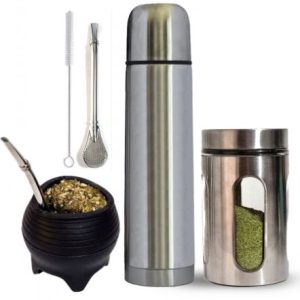 Kit Black Termo y Frasco Mate Silicona