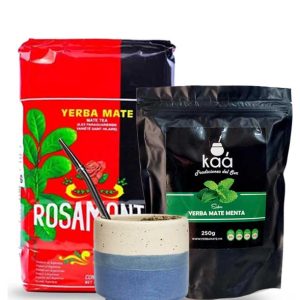 yerba sabor menta yerba rosamonte mate ceramica azulblanco