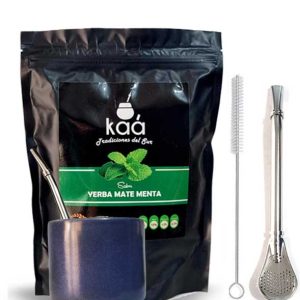 yerba saborizada menta y mate ceramica azul